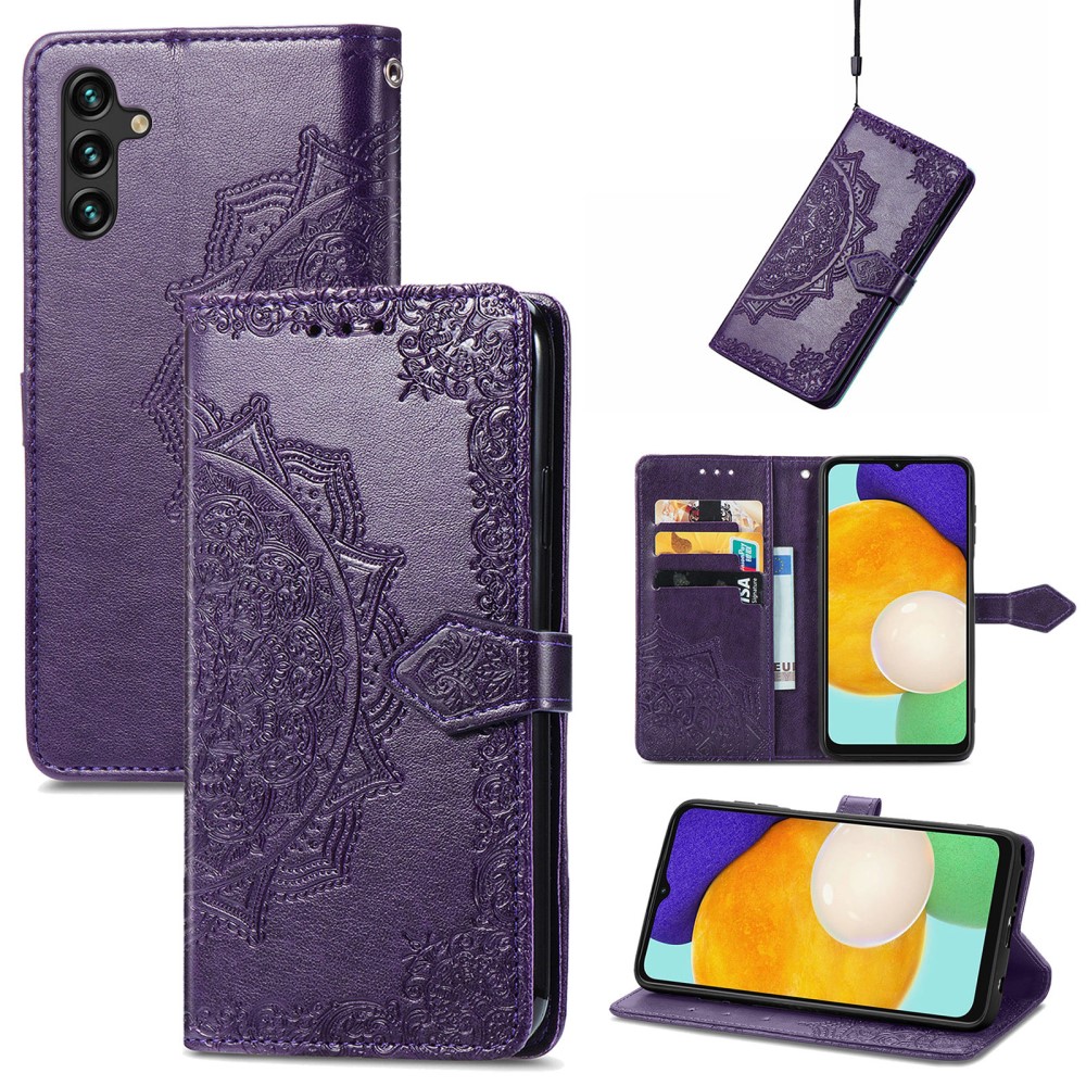  Samsung Galaxy A04s / A13 5G Fodral Mandala Läder Lila - Teknikhallen.se