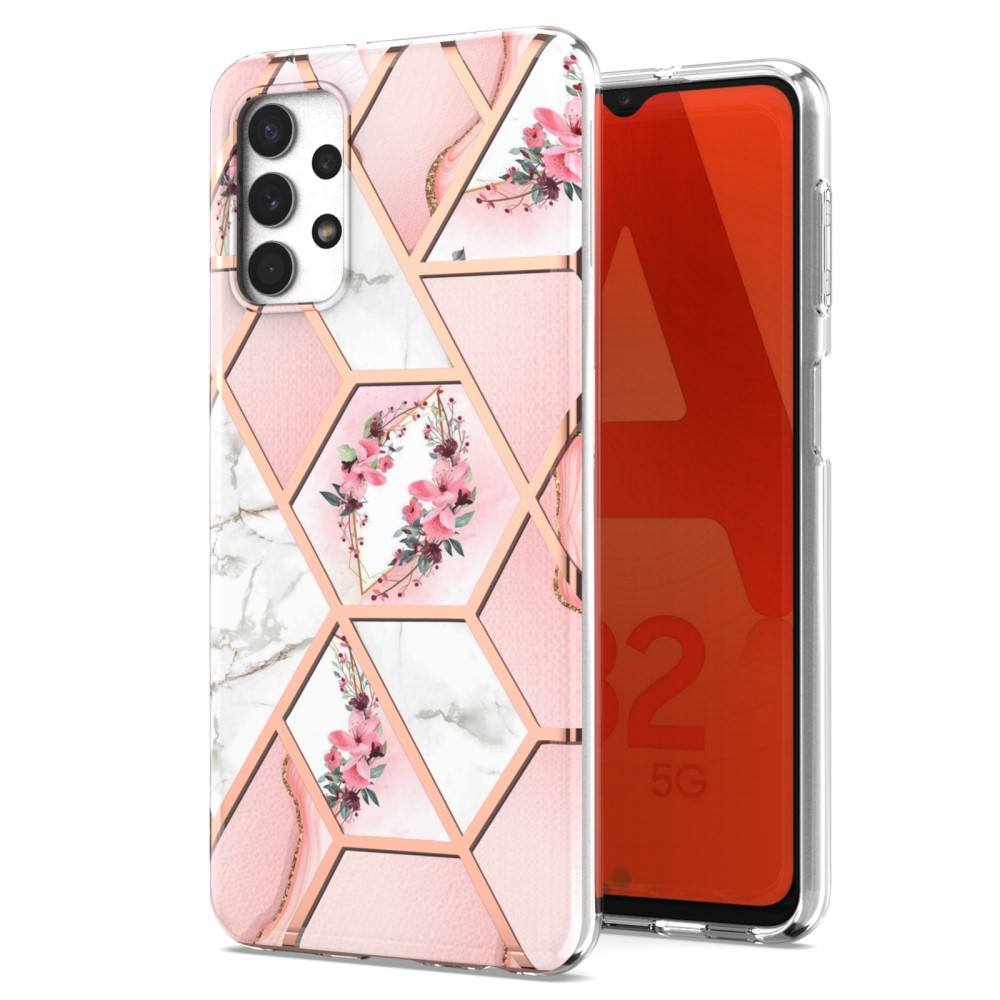  Samsung Galaxy A23 5G Skal Marmor Pink Flowers - Teknikhallen.se