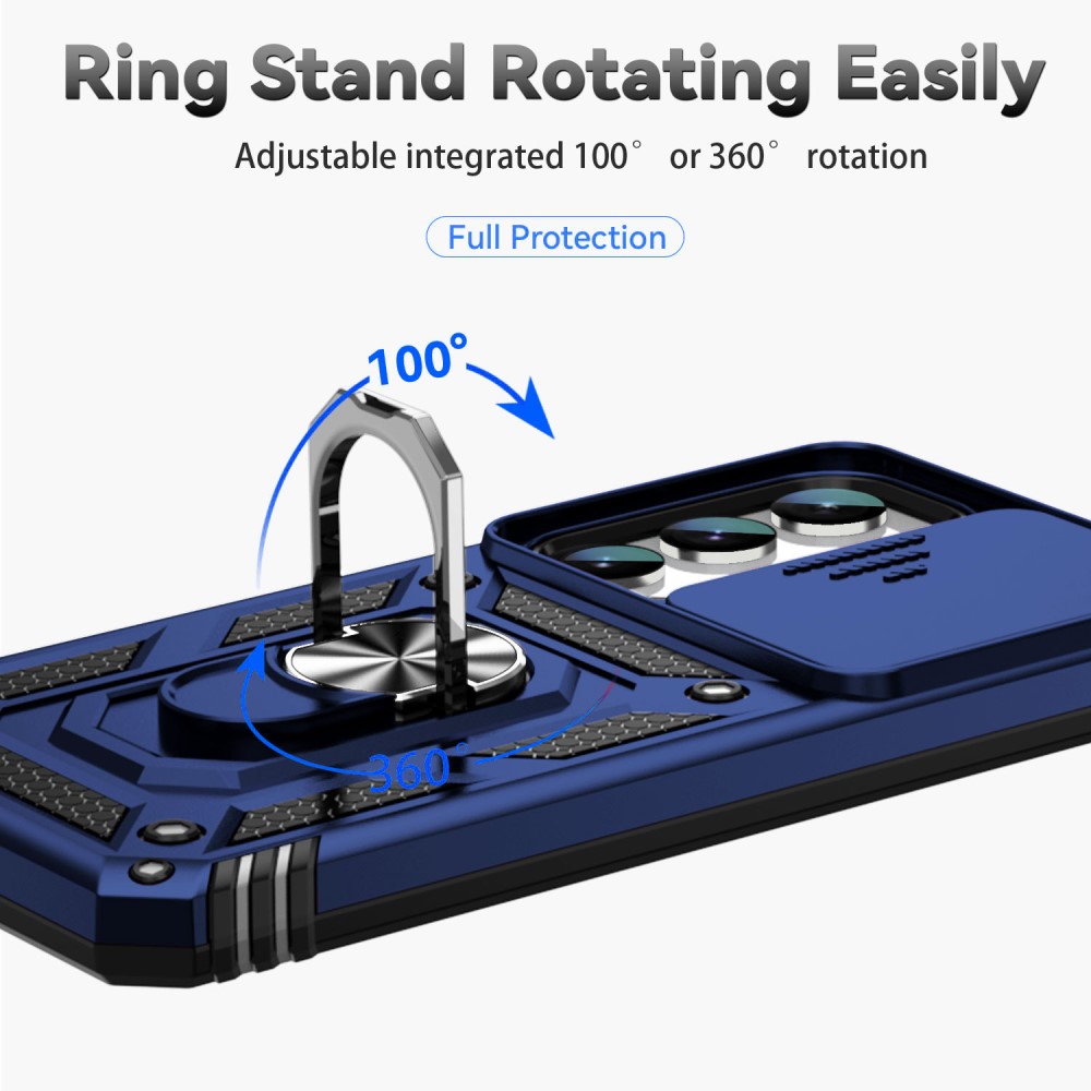  Samsung Galaxy S23 Skal Hybrid CamShield Ring Blå - Teknikhallen.se