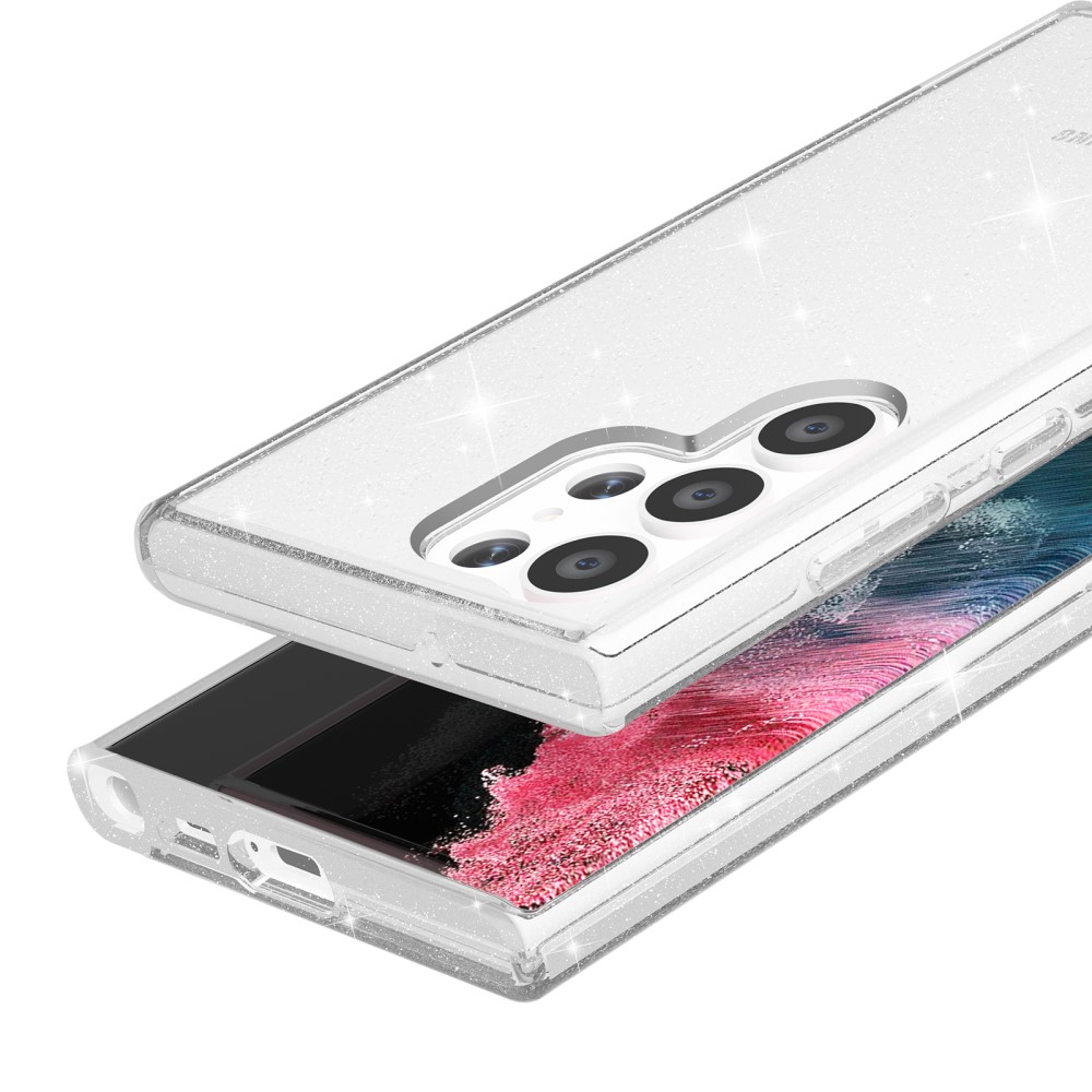  Samsung Galaxy S23 Ultra Skal Glitter Shockproof Hybrid Transparent - Teknikhallen.se