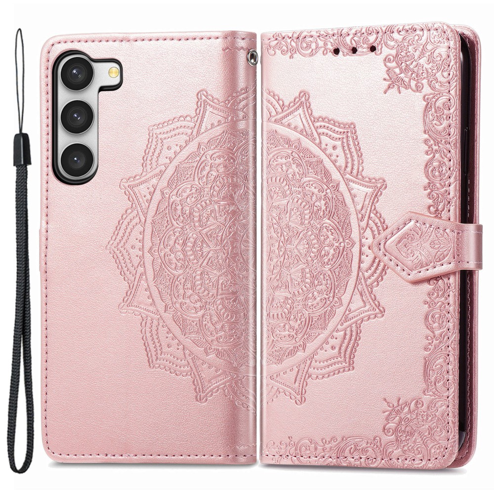  Samsung Galaxy S23 Fodral Mandala Läder Roséguld - Teknikhallen.se