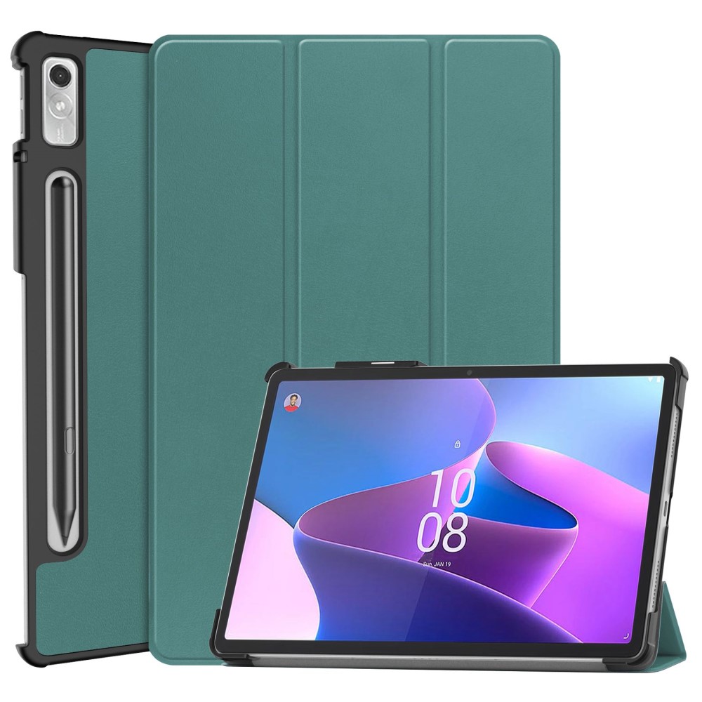  Lenovo Tab P11 Pro Gen 2 Fodral Tri-Fold Läder Svartgrön - Teknikhallen.se