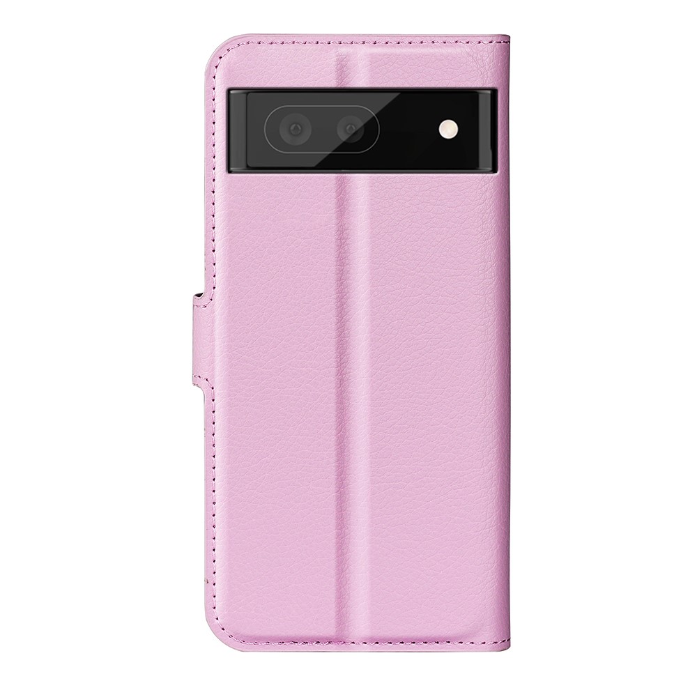  Google Pixel 6A Fodral Litchi Läder Ljus Rosa - Teknikhallen.se