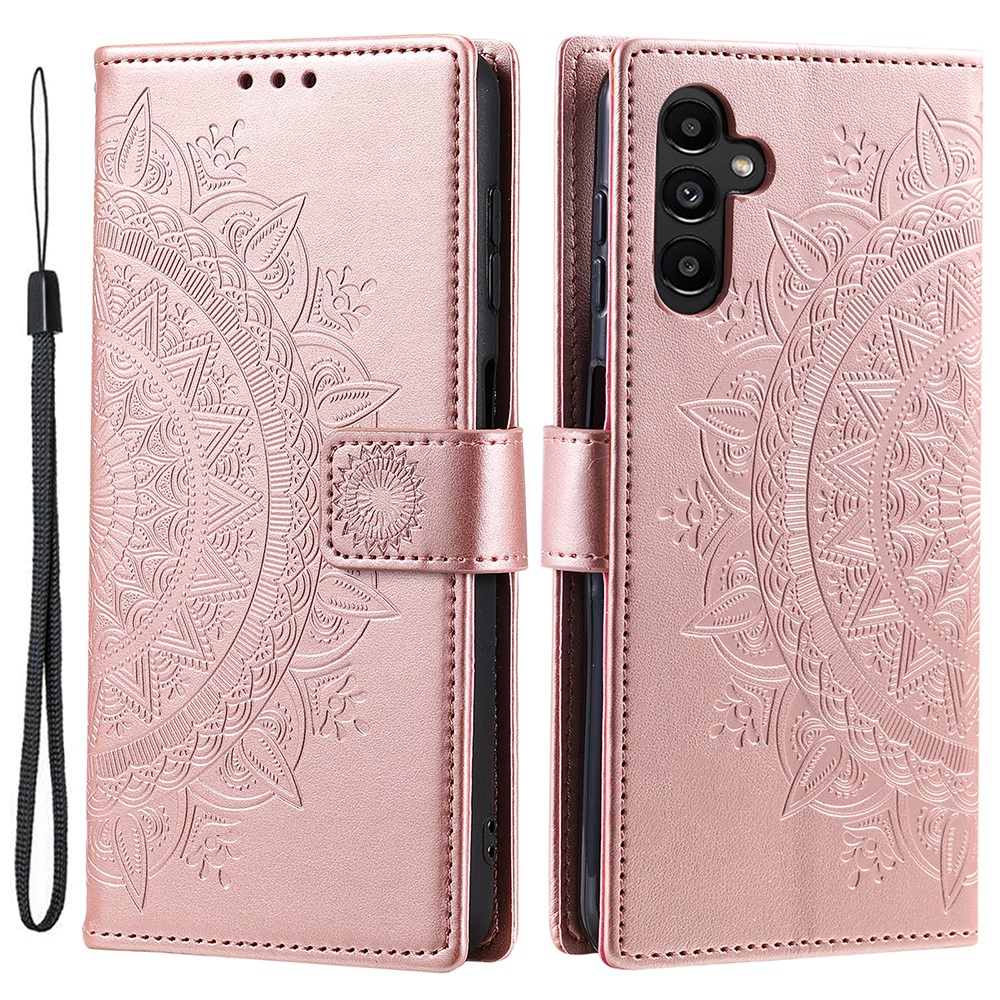  Samsung Galaxy A34 5G Fodral Mandala Läder Roséguld - Teknikhallen.se