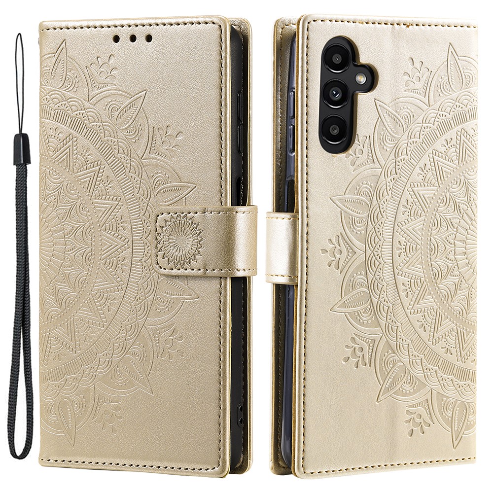  Samsung Galaxy A34 5G Fodral Mandala Läder Guld - Teknikhallen.se