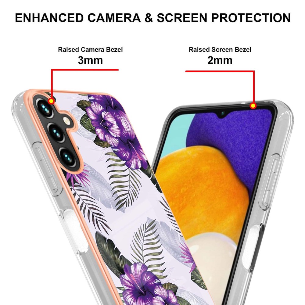  Samsung Galaxy A54 5G Skal Marmor TPU Lila Blommor - Teknikhallen.se