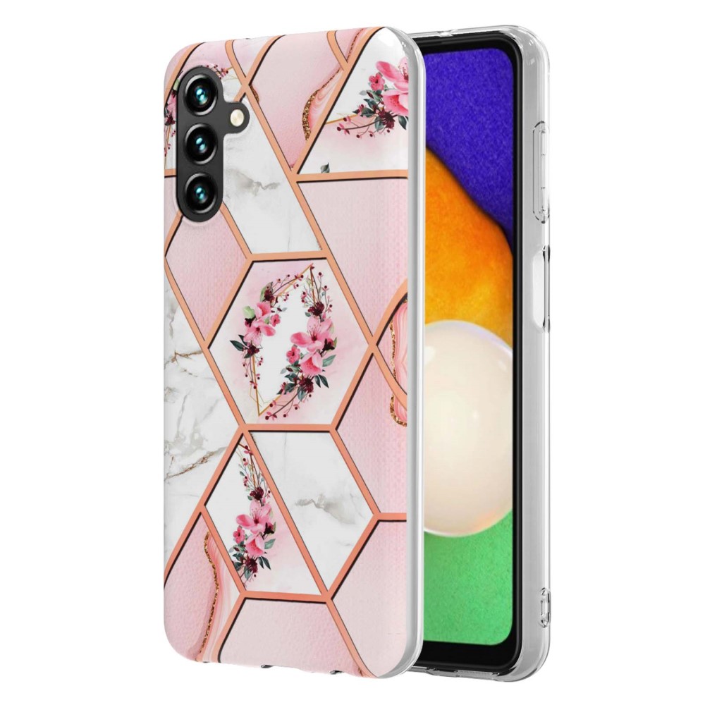  Samsung Galaxy A54 5G Skal Marmor TPU Rosa Blommor - Teknikhallen.se