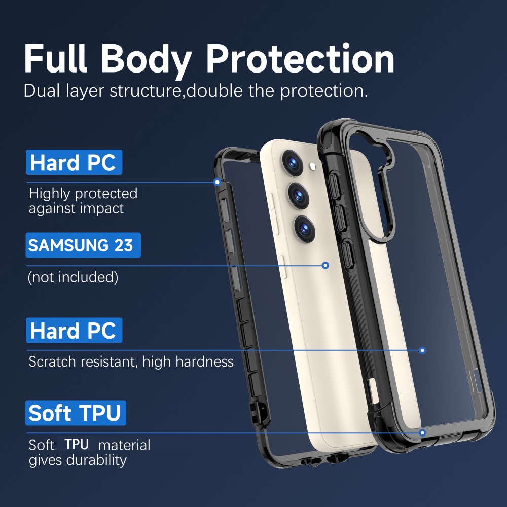  Samsung Galaxy S23 Plus Skal Shockproof Hybrid Svart - Teknikhallen.se