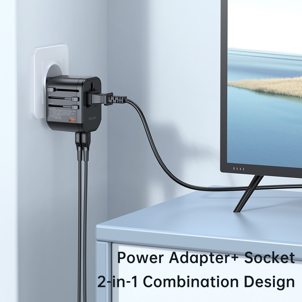 MCDODO Mcdodo 20W PD Reseadapter 2x USB-A 1x USB-C Svart - Teknikhallen.se