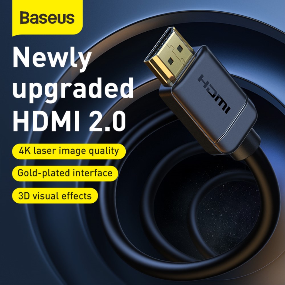 BASEUS Baseus 5m 4K HD HDMI - HDMI Kabel Svart - Teknikhallen.se