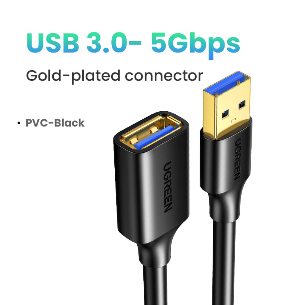 UGREEN UGREEN 1m USB 3.0 Förlängningskabel Svart - Teknikhallen.se