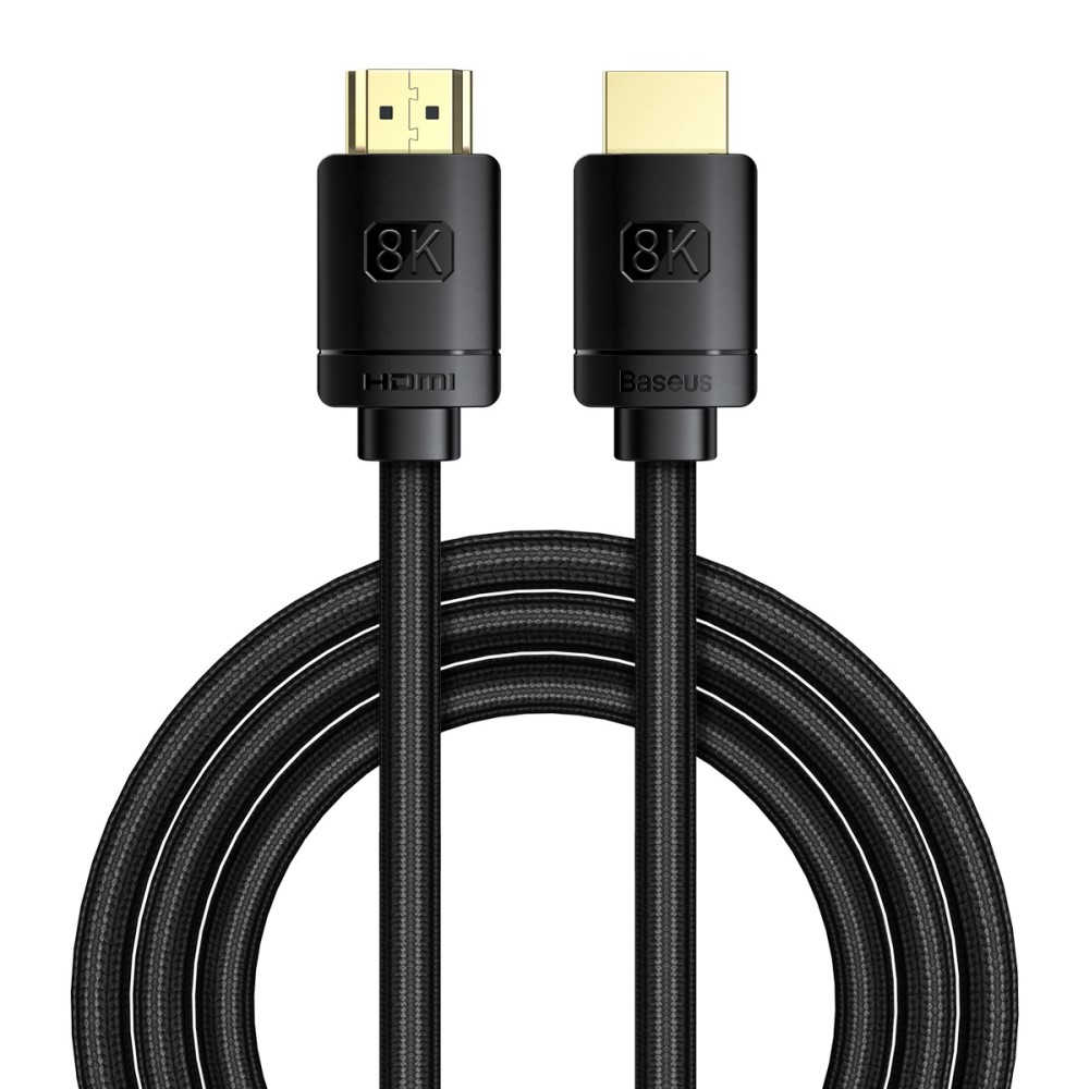 BASEUS Baseus 2m 8K 60Hz HD HDMI - HDMI 2.1 Nylon Kabel Svart - Teknikhallen.se