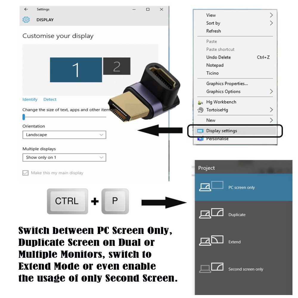  8K 60Hz 90° Uppvinkel HDMI Hane - HDMI 2.1 Hona Adapter Blå - Teknikhallen.se