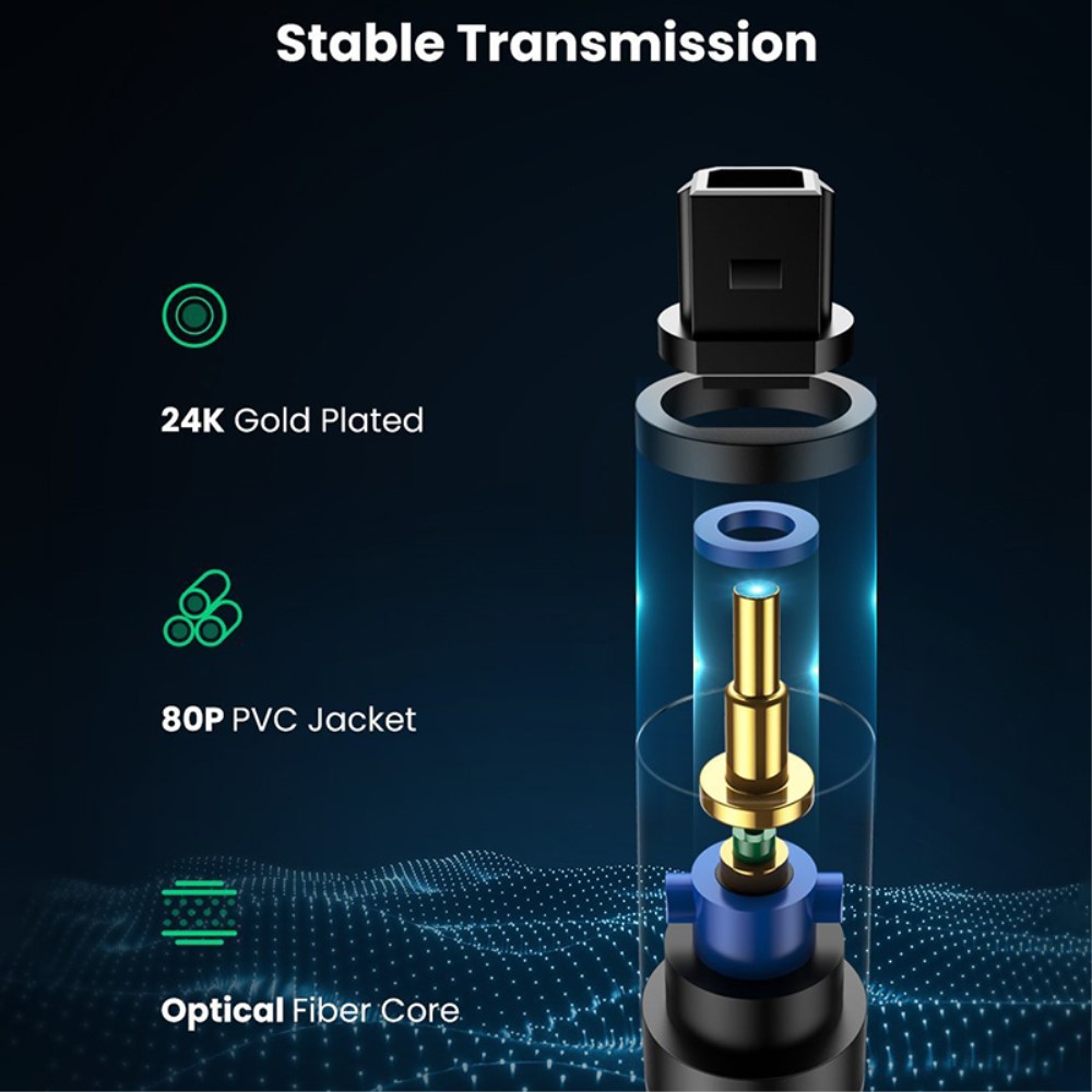 UGREEN UGREEN 1.5m Optisk Ljudkabel Toslink Svart - Teknikhallen.se