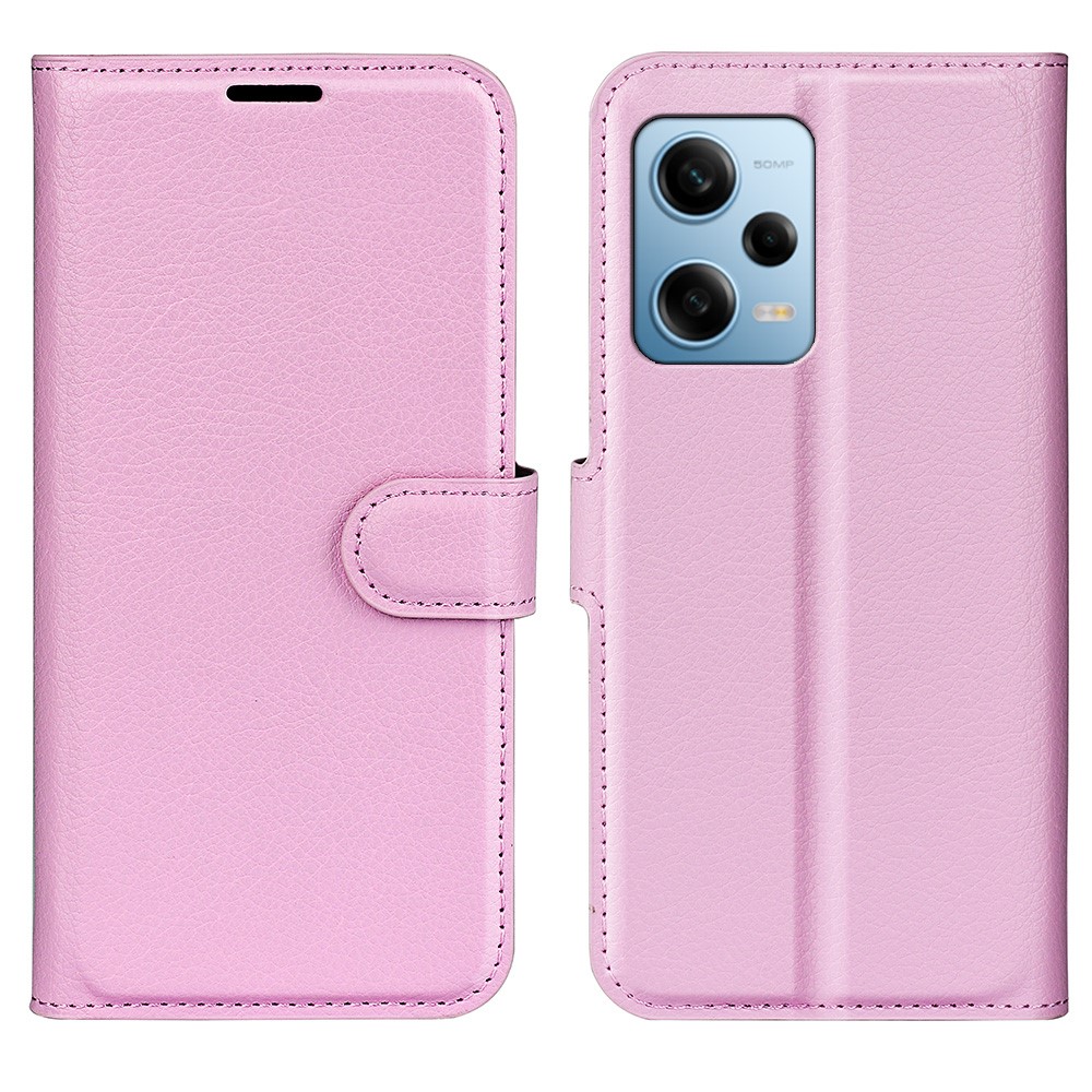  Xiaomi Redmi Note 12 Pro 5G Fodral Litchi Läder Ljus Rosa - Teknikhallen.se