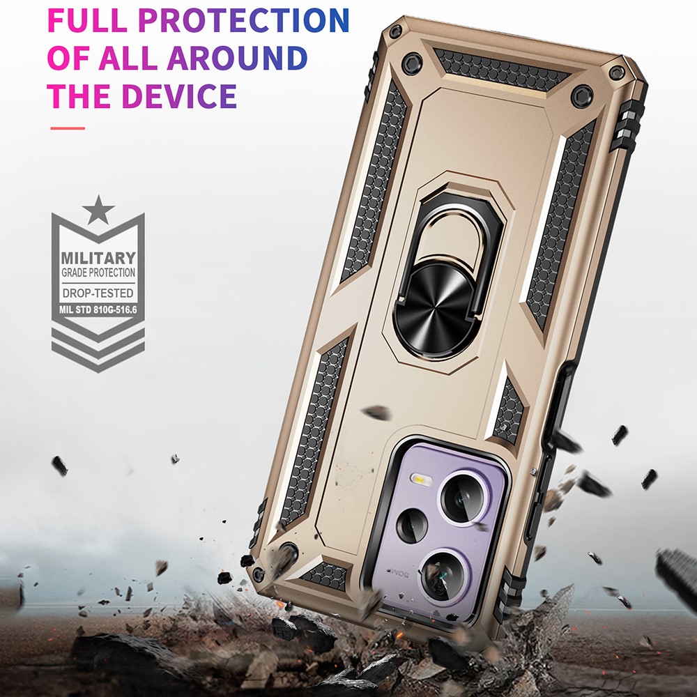  Xiaomi Redmi Note 12 Pro 5G Skal Ring Armor Hybrid Guld - Teknikhallen.se