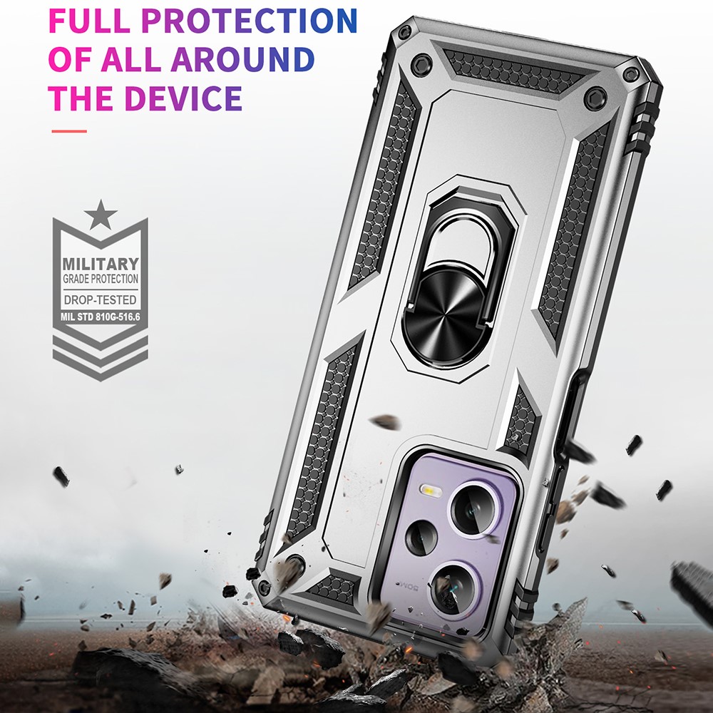  Xiaomi Redmi Note 12 Pro 5G Skal Ring Armor Hybrid Silver - Teknikhallen.se