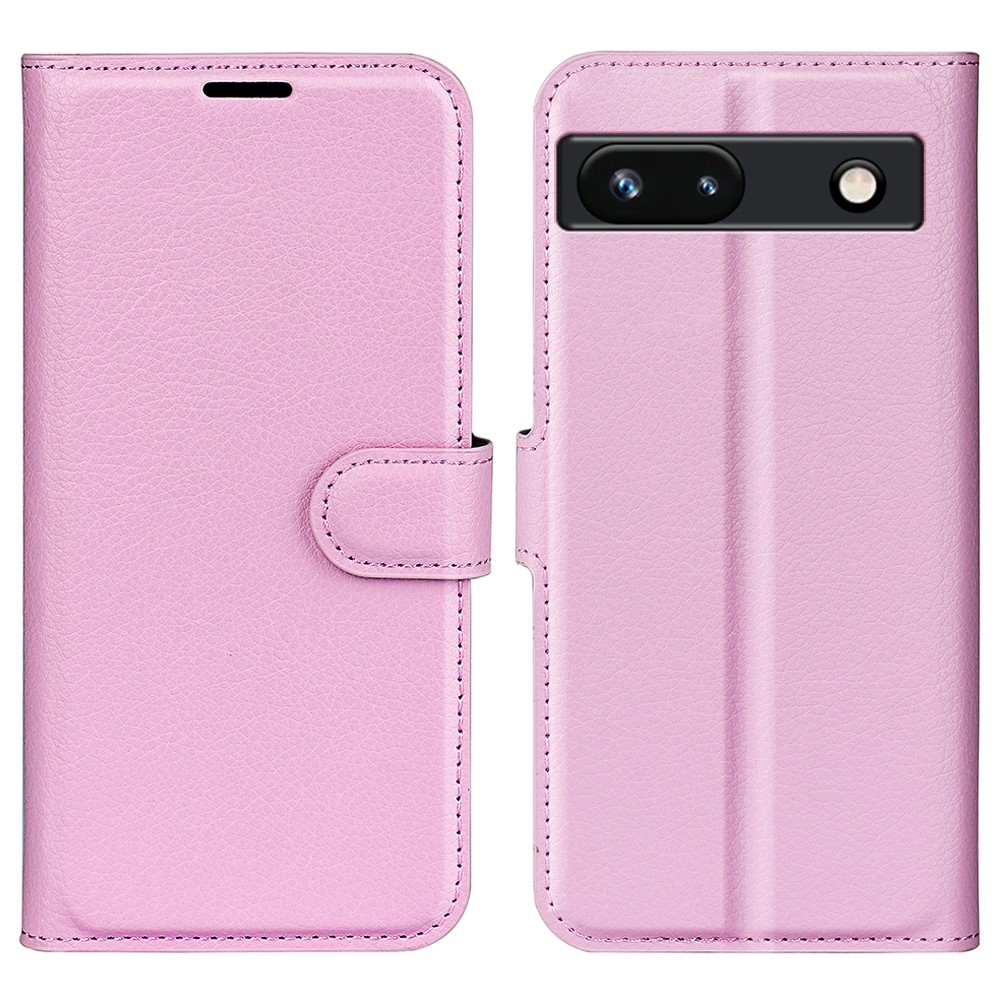  Google Pixel 7A Fodral Litchi Textur Läder Ljus Rosa - Teknikhallen.se