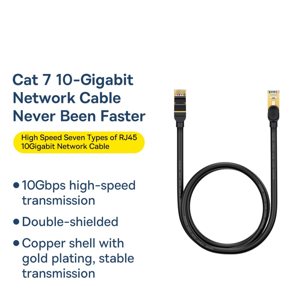 BASEUS Baseus 1m Cat7 RJ45 Ntverkskabel Svart - Teknikhallen.se