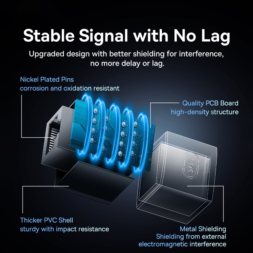 BASEUS Baseus AirJoy RJ45 Adapter Nätverkskabel 1 Gbit/s Svart - Teknikhallen.se