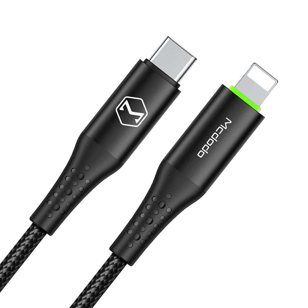 MCDODO Mcdodo 36W 1.2m USB-C - Lightning Kabel LED Svart - Teknikhallen.se