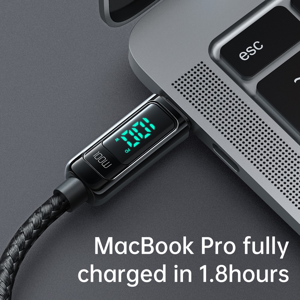 MCDODO Mcdodo 100W 1.2m USB-C - USB-C Snabbladdningskabel Svart - Teknikhallen.se