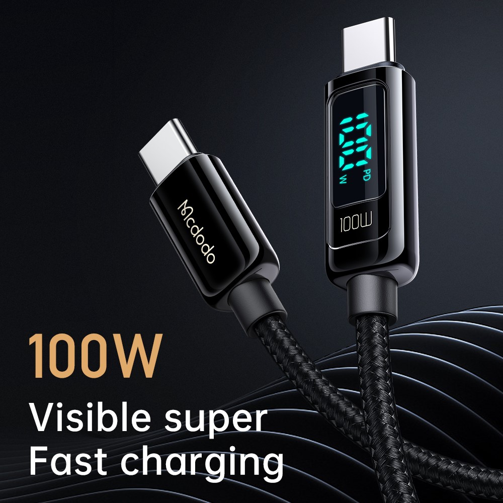 MCDODO Mcdodo 100W 1.2m USB-C - USB-C Snabbladdningskabel Svart - Teknikhallen.se