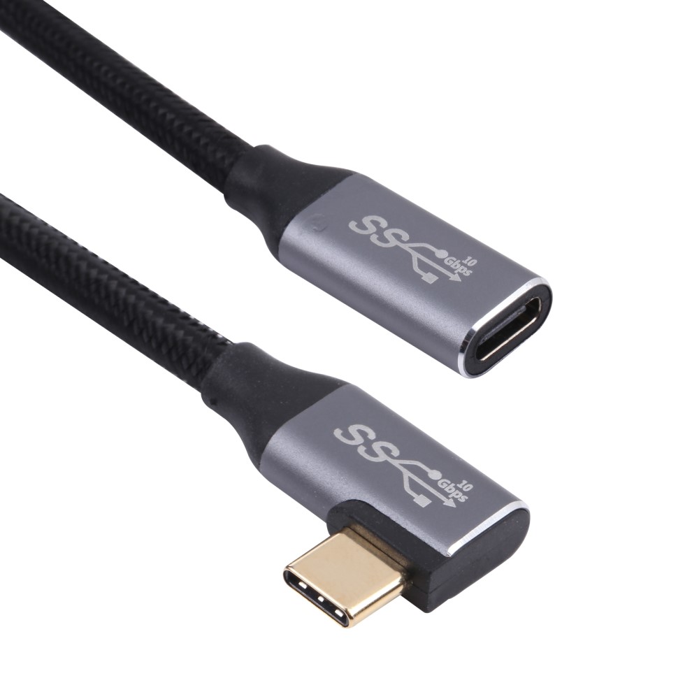  1.5m USB-C Hane Elbow - USB-C Hona Adapter Kabel Svart - Teknikhallen.se