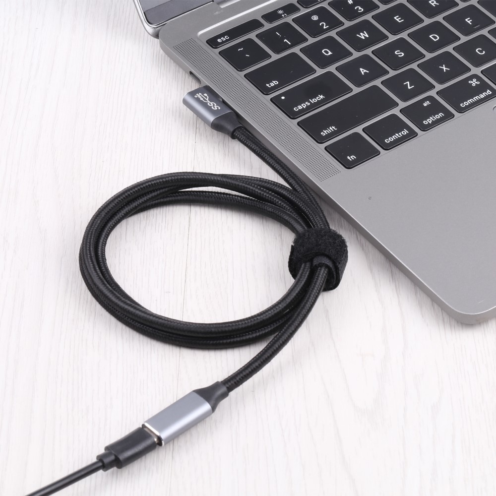  1.5m USB-C Hane Elbow - USB-C Hona Adapter Kabel Svart - Teknikhallen.se