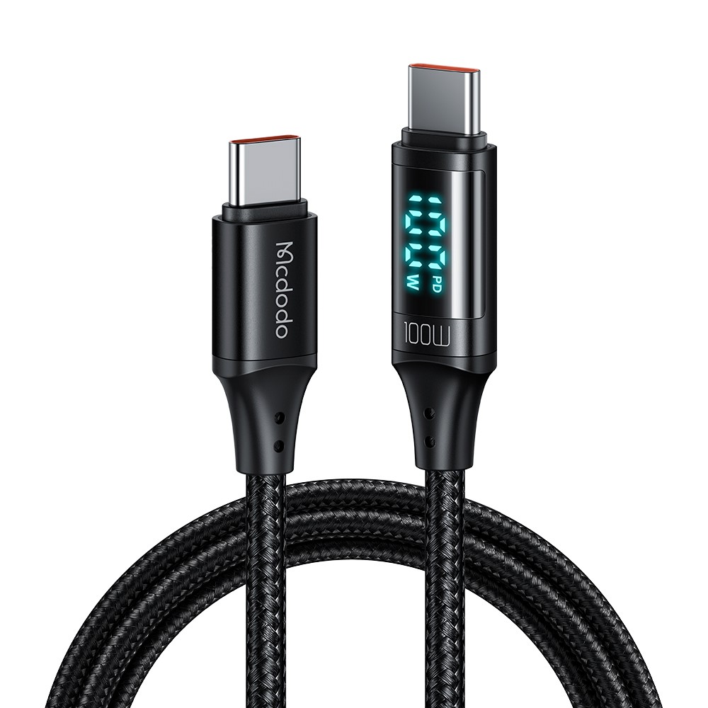 MCDODO Mcdodo 1.2m 100W USB-C - USB-C LED Snabbladdning Svart - Teknikhallen.se