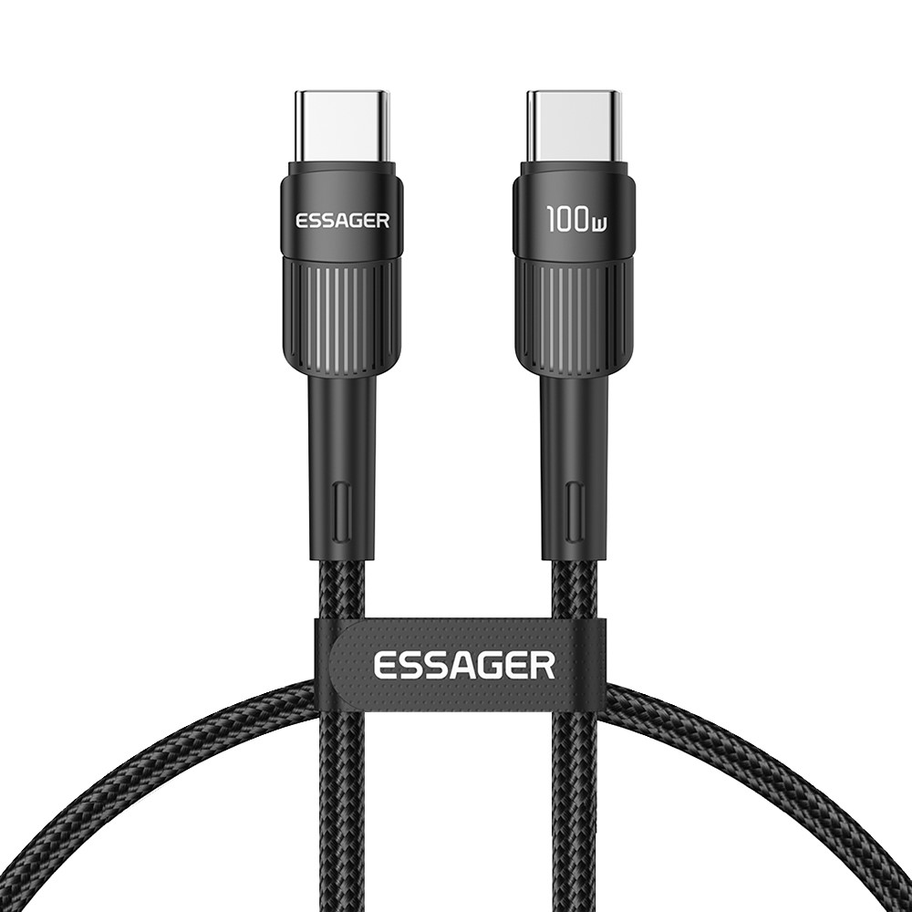 ESSAGER ESSAGER 1m 100W 5A PD USB-C - USB-C Laddningskabel Svart - Teknikhallen.se