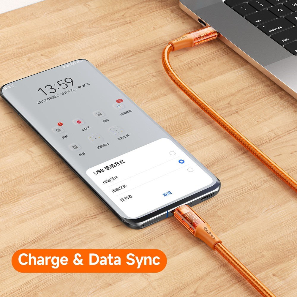 MCDODO Mcdodo 1.2m 100W PD USB-C - USB-C Kabel Orange - Teknikhallen.se