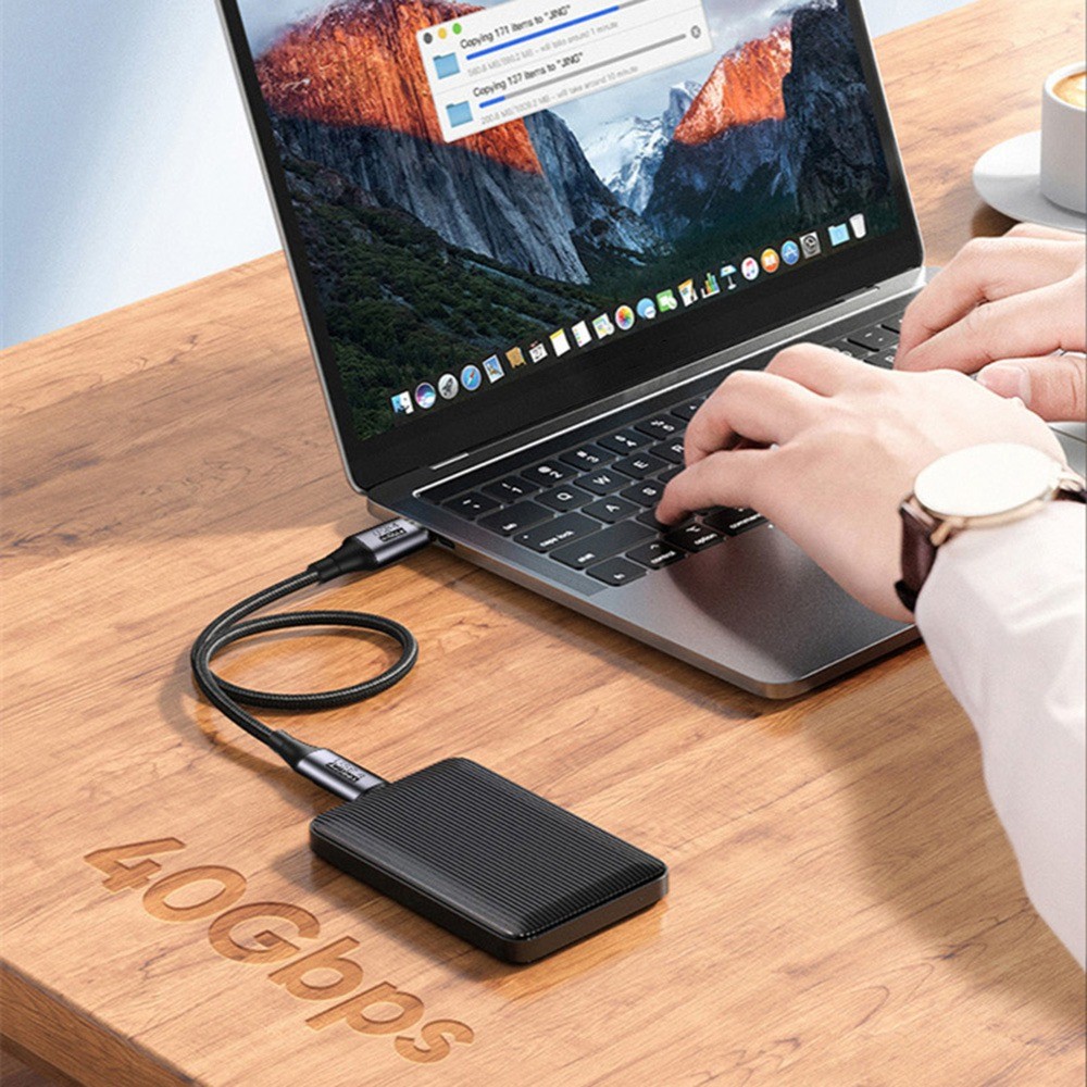  80cm 100W Thunderbolt 3/4 Kabel USB-C - USB-C 8K/60Hz Svart - Teknikhallen.se