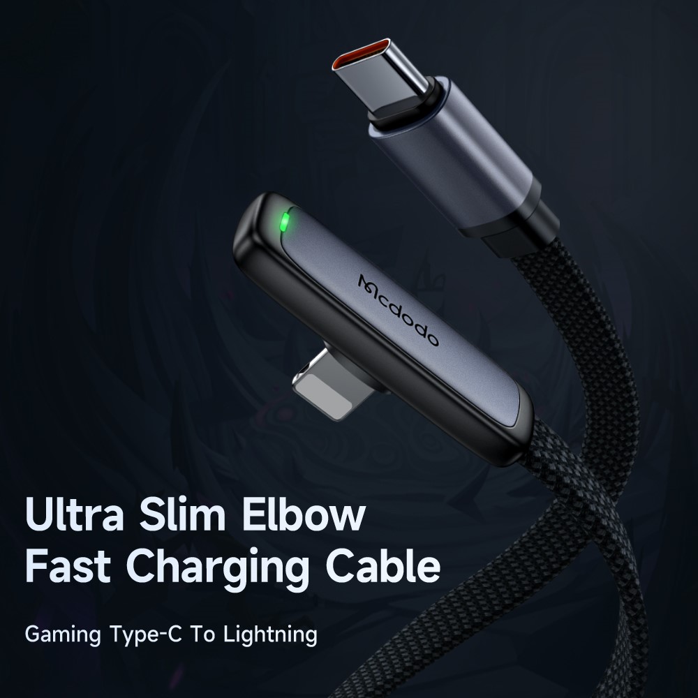 MCDODO Mcdodo 1.2m 36W PD USB-C - Lightning Elbow Kabel Svart - Teknikhallen.se