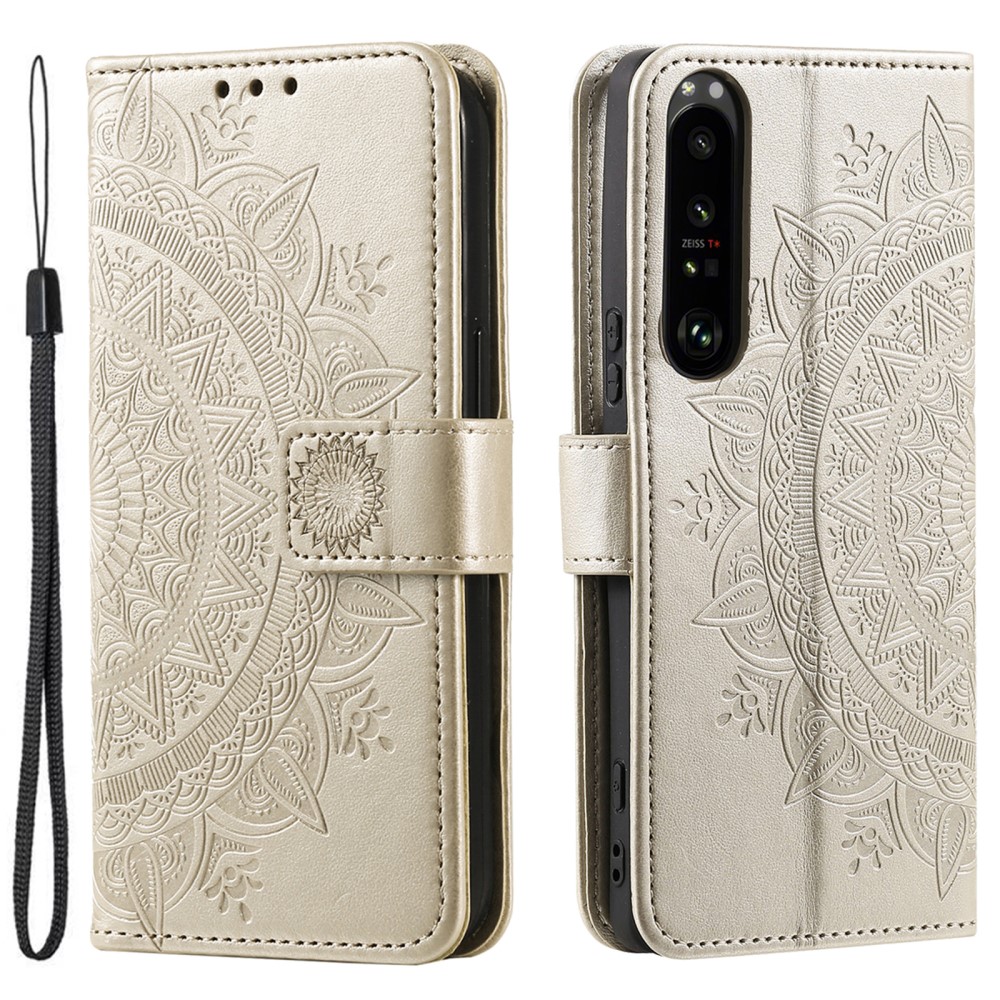  Sony Xperia 1 V Fodral Mandala Läder Guld - Teknikhallen.se