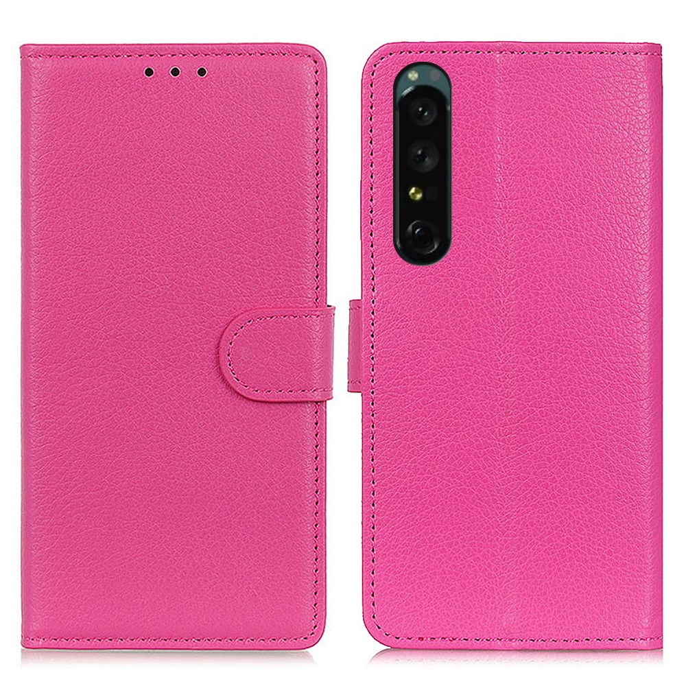  Sony Xperia 1 V Fodral Litchi Läder Rosa - Teknikhallen.se