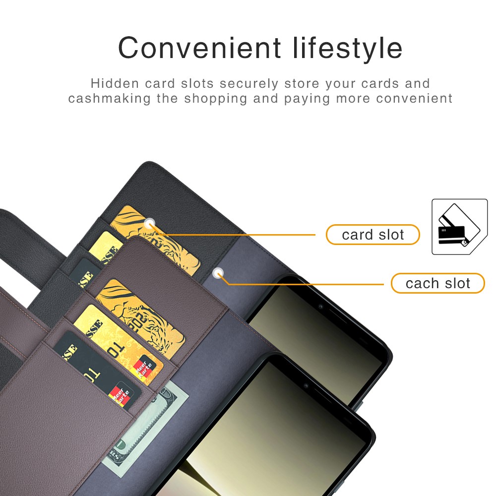  Sony Xperia 10 V Fodral Premium Split Läder Brun - Teknikhallen.se