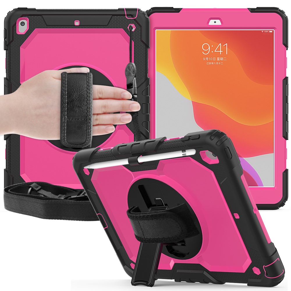  iPad 10.2 2019/2020/2021 Skal 360° Kickstand Med Strap - Teknikhallen.se