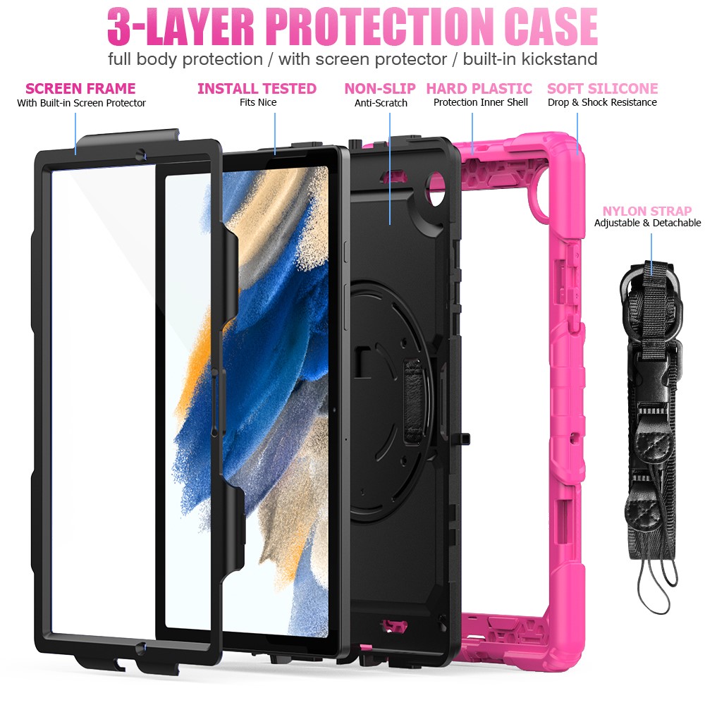  Galaxy Tab A8 10.5 Skal Shockproof Hybrid Kickstand Strap - Teknikhallen.se