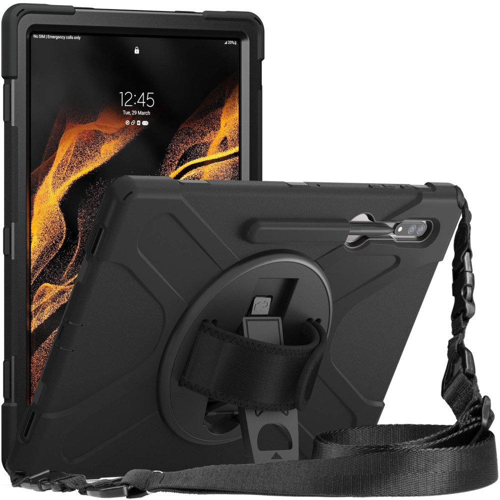  Galaxy Tab S8 Ultra Skal X-Shape Shockproof Kickstand - Teknikhallen.se