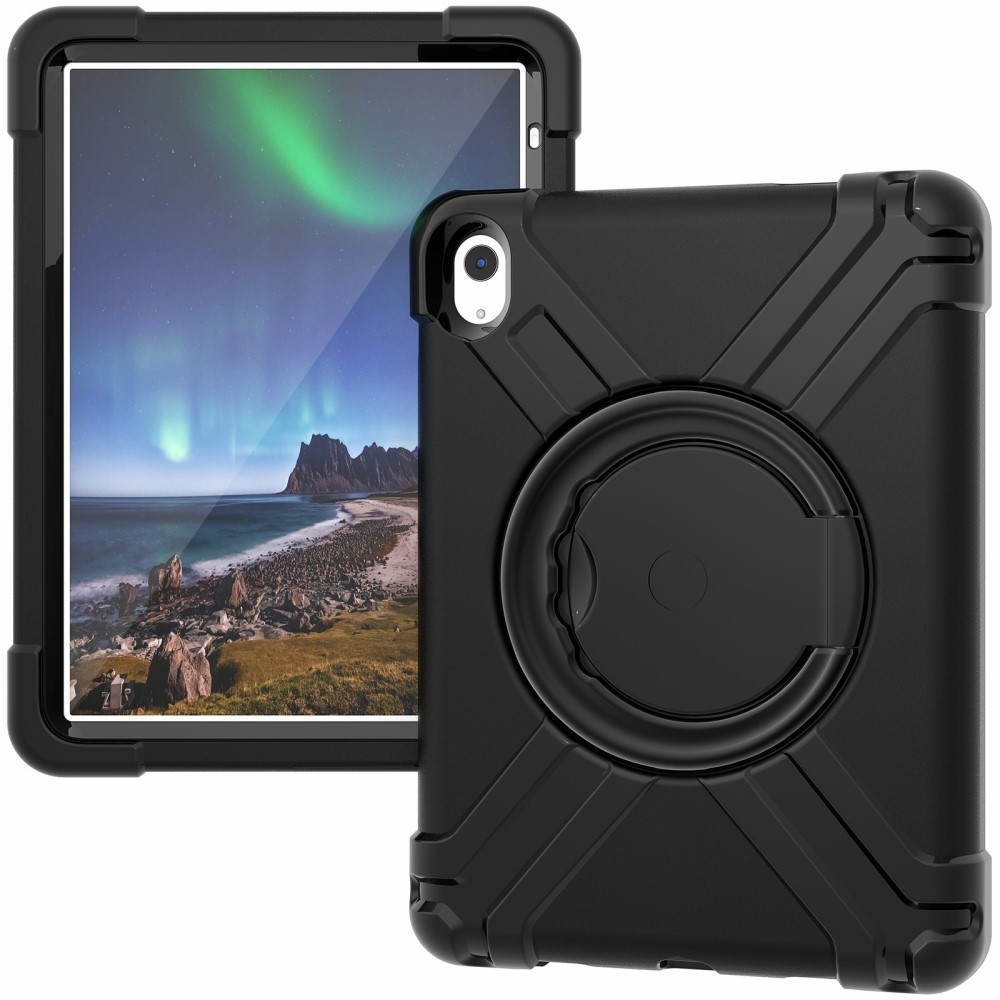  iPad 10.9 2022 Fodral 360 X-Shape Shockproof Kickstand Svart - Teknikhallen.se