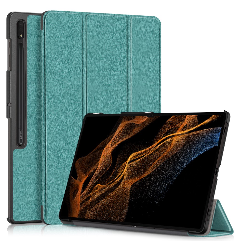  Samsung Galaxy Tab S9 Ultra Fodral Tri-Fold Svartgrön - Teknikhallen.se