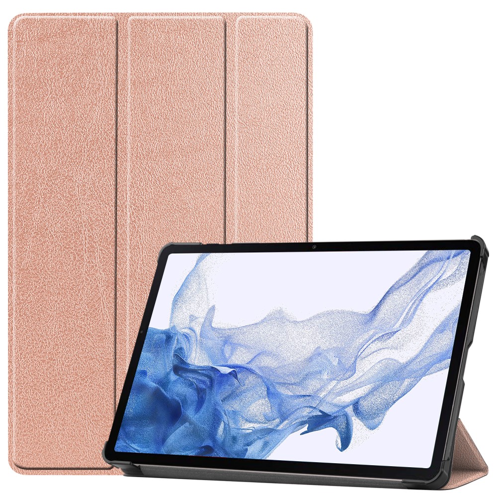  Samsung Galaxy Tab S9 Fodral Tri-Fold Lder Rosguld - Teknikhallen.se