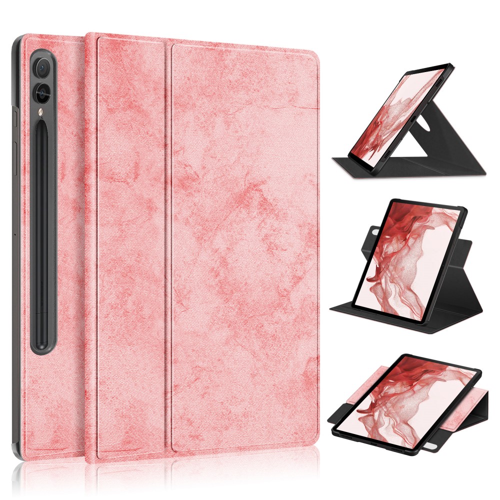  Galaxy Tab S9 Fodral Lder 360 Rotation Rosa - Teknikhallen.se