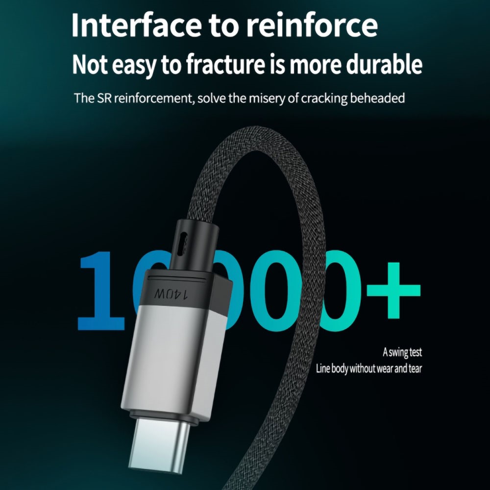  2m 140W USB-C - MagSafe 3 Magnetisk Nylon Kabel Gr - Teknikhallen.se