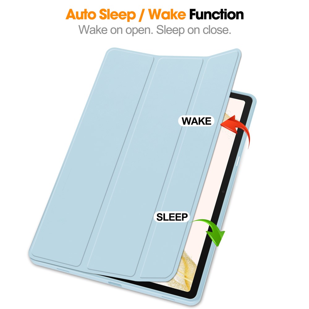  Samsung Galaxy Tab S9 Plus Fodral Tri-Fold Pennhållare Blå - Teknikhallen.se