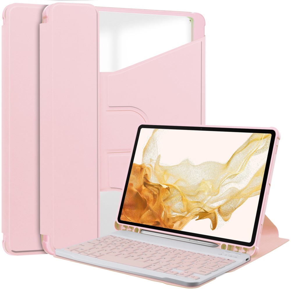  Galaxy Tab S9 Plus Fodral 360° Rotation Hybrid Rosa - Teknikhallen.se