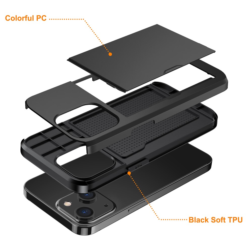  iPhone 15 Skal Hybrid Med Kortfack Svart - Teknikhallen.se