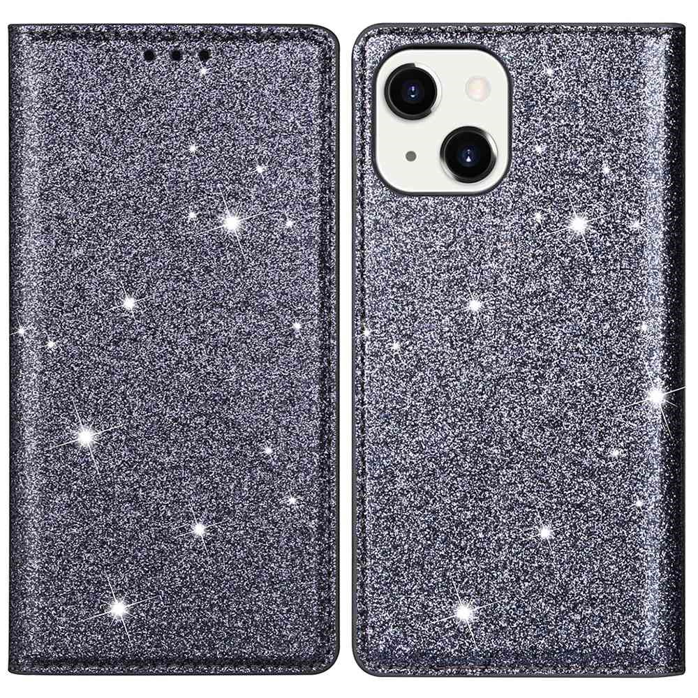  iPhone 15 Fodral Flip Glitter Grå - Teknikhallen.se