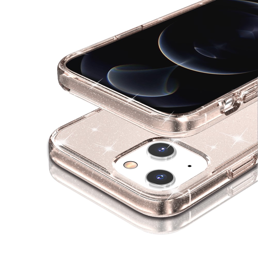  iPhone 15 Plus Skal Hybrid Glitter Guld - Teknikhallen.se